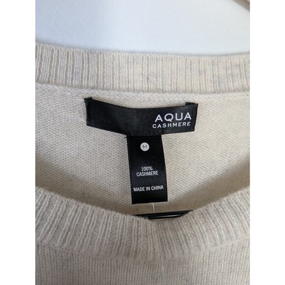 NWT Aqua Cashmere Distressed Crewneck Sweater in Ash - Picture 5 of 6